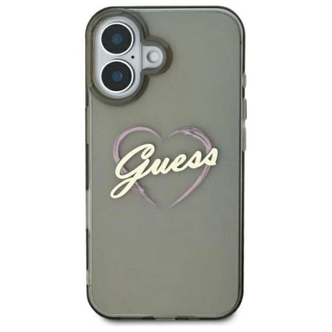 Etui Guess IML Heart na iPhone 16 - czarne Guess