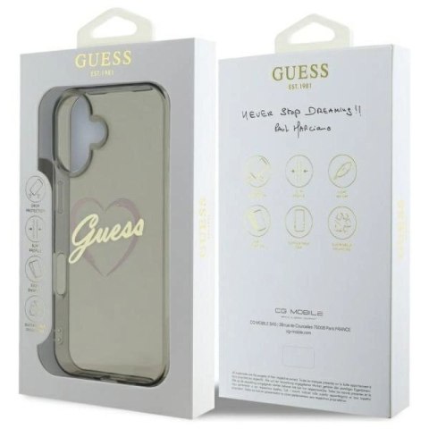 Etui Guess IML Heart na iPhone 16 - czarne Guess
