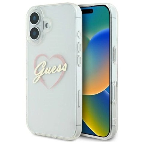 Etui Guess IML Heart na iPhone 16 plus - przezroczyste Guess