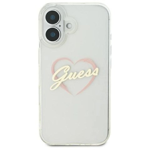 Etui Guess IML Heart na iPhone 16 plus - przezroczyste Guess