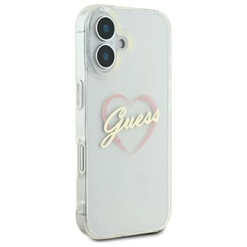 Etui Guess IML Heart na iPhone 16 plus - przezroczyste Guess