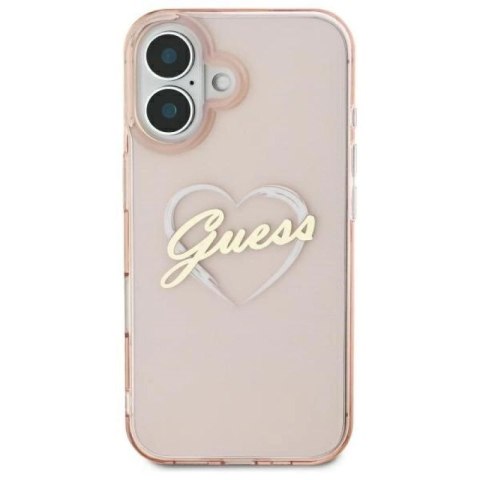 Etui Guess IML Heart na iPhone 16 - różowe Guess