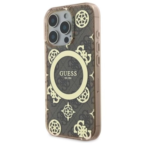 Etui Guess IML Peony On 4G Background MagSafe na iPhone 16 Pro - brązowe Guess