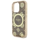 Etui Guess IML Peony On 4G Background MagSafe na iPhone 16 Pro - brązowe Guess