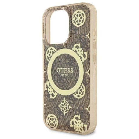 Etui Guess IML Peony On 4G Background MagSafe na iPhone 16 Pro - brązowe Guess