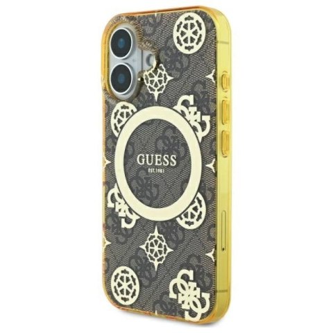 Etui Guess IML Peony On 4G Background MagSafe na iPhone 16 - brązowe Guess