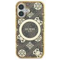 Etui Guess IML Peony On 4G Background MagSafe na iPhone 16 - brązowe Guess