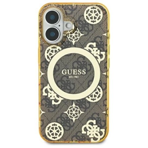 Etui Guess IML Peony On 4G Background MagSafe na iPhone 16 - brązowe Guess