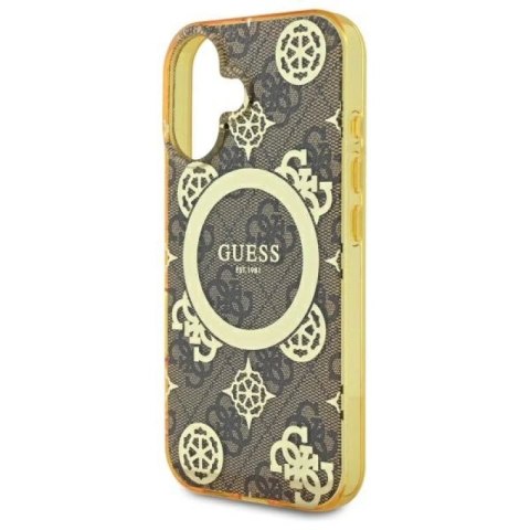 Etui Guess IML Peony On 4G Background MagSafe na iPhone 16 - brązowe Guess