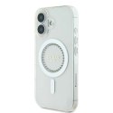 Etui Guess IML Rhinestones MagSafe na iPhone 16 Plus - białe Guess
