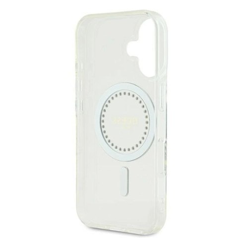 Etui Guess IML Rhinestones MagSafe na iPhone 16 Plus - białe Guess