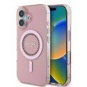 Etui Guess IML Rhinestones MagSafe na iPhone 16 Plus - różowe Guess