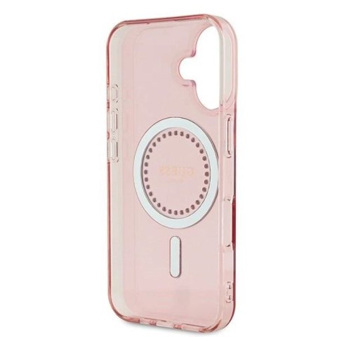 Etui Guess IML Rhinestones MagSafe na iPhone 16 Plus - różowe Guess