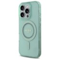 Etui Guess IML Rhinestones MagSafe na iPhone 16 Pro - zielone Guess