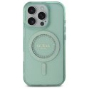 Etui Guess IML Rhinestones MagSafe na iPhone 16 Pro - zielone Guess