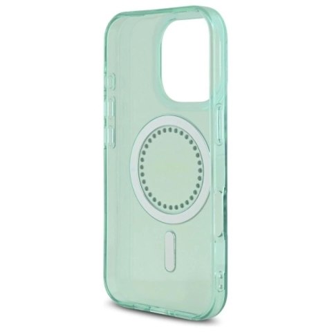 Etui Guess IML Rhinestones MagSafe na iPhone 16 Pro - zielone Guess
