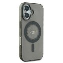 Etui Guess IML Rhinestones MagSafe na iPhone 16 - czarne Guess