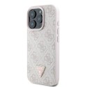 Etui Guess Leather 4G Triangle Strass MagSafe na iPhone 16 Pro Max - różowe Guess