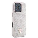 Etui Guess Leather 4G Triangle Strass MagSafe na iPhone 16 Pro Max - różowe Guess
