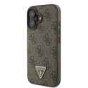 Etui Guess Leather Metal Logo Strass Crossbody na iPhone 16 - brązowe Guess