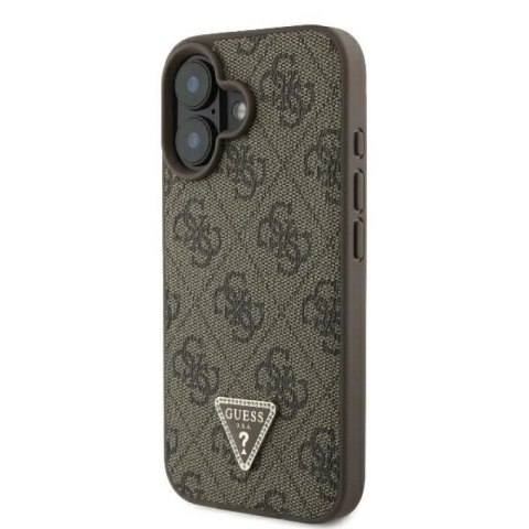 Etui Guess Leather Metal Logo Strass Crossbody na iPhone 16 - brązowe Guess