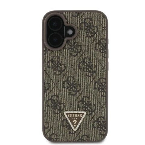 Etui Guess Leather Metal Logo Strass Crossbody na iPhone 16 - brązowe Guess