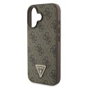 Etui Guess Leather Metal Logo Strass Crossbody na iPhone 16 - brązowe Guess