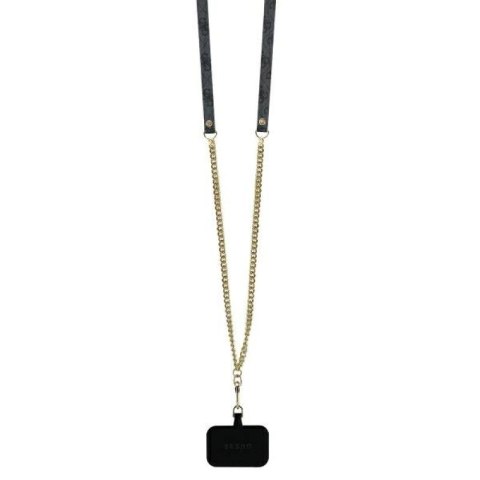 Etui Guess Leather Metal Logo Strass Crossbody na iPhone 16 - czarne Guess