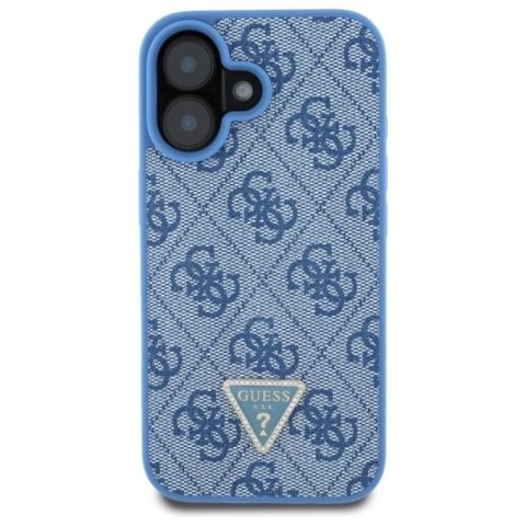 Etui Guess Leather Metal Logo Strass Crossbody na iPhone 16 - niebieskie Guess