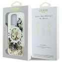Etui Guess Liquid Glitter Flower MagSafe na iPhone 16 Pro - beżowe Guess