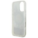 Etui Guess Liquid Glitter Flower MagSafe na iPhone 16 - beżowe Guess