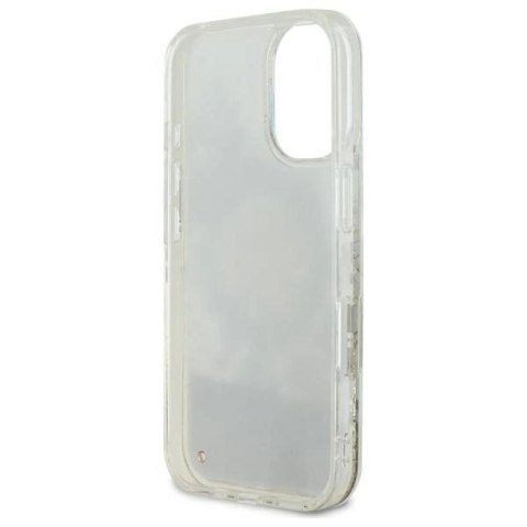 Etui Guess Liquid Glitter Flower MagSafe na iPhone 16 - beżowe Guess