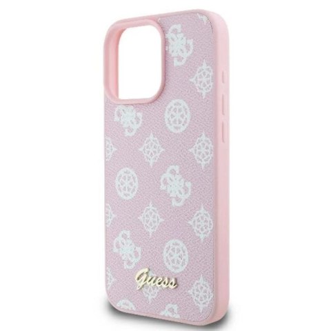 Etui Guess Peony Script Logo MagSafe na iPhone 16 Pro - różowe Guess