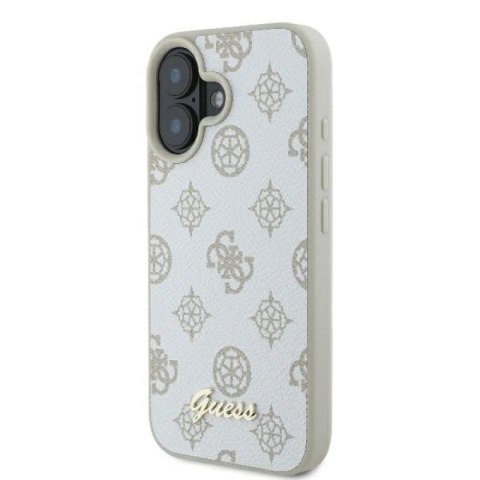 Etui Guess Peony Script Logo MagSafe na iPhone 16 - białe Guess