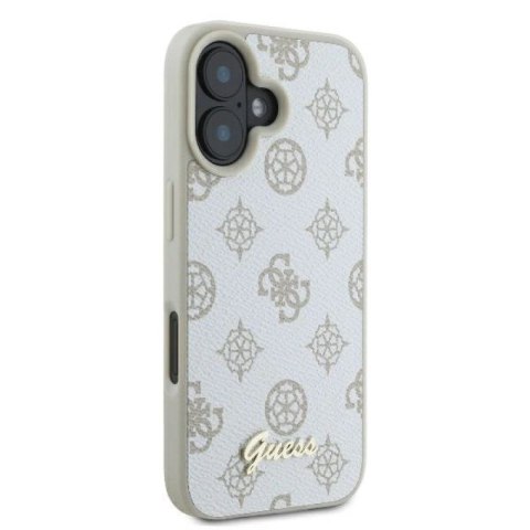 Etui Guess Peony Script Logo MagSafe na iPhone 16 - białe Guess