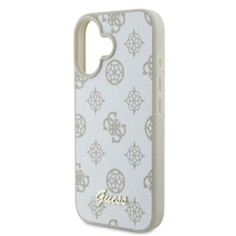 Etui Guess Peony Script Logo MagSafe na iPhone 16 - białe Guess