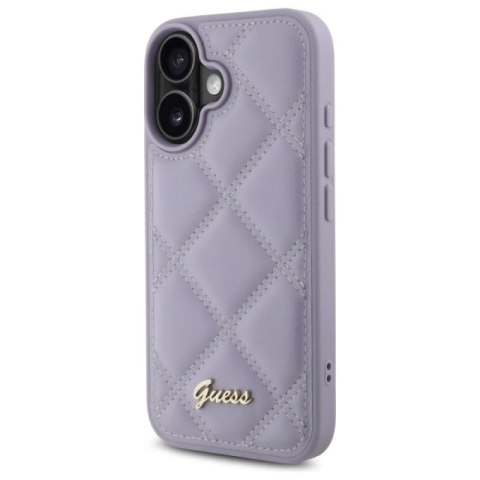 Etui Guess Quilted Metal Logo na iPhone 16 - jasnofioletowe Guess