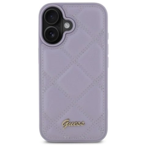Etui Guess Quilted Metal Logo na iPhone 16 - jasnofioletowe Guess