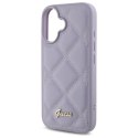 Etui Guess Quilted Metal Logo na iPhone 16 - jasnofioletowe Guess