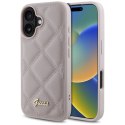 Etui Guess Quilted Metal Logo na iPhone 16 - różowe Guess