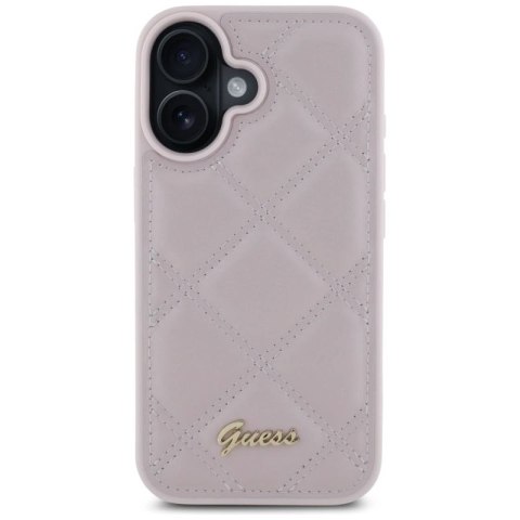Etui Guess Quilted Metal Logo na iPhone 16 - różowe Guess