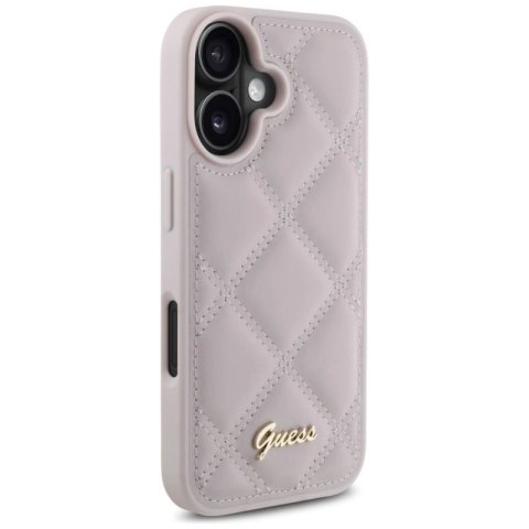 Etui Guess Quilted Metal Logo na iPhone 16 - różowe Guess