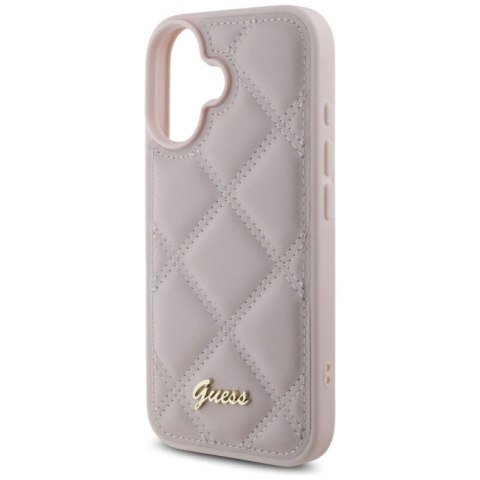 Etui Guess Quilted Metal Logo na iPhone 16 - różowe Guess