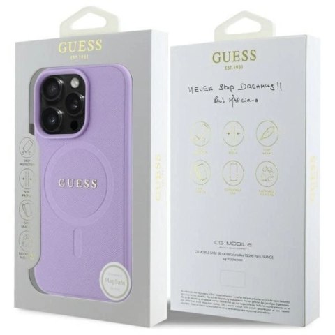 Etui Guess Saffiano MagSafe na iPhone 16 Pro Max - fioletowe Guess
