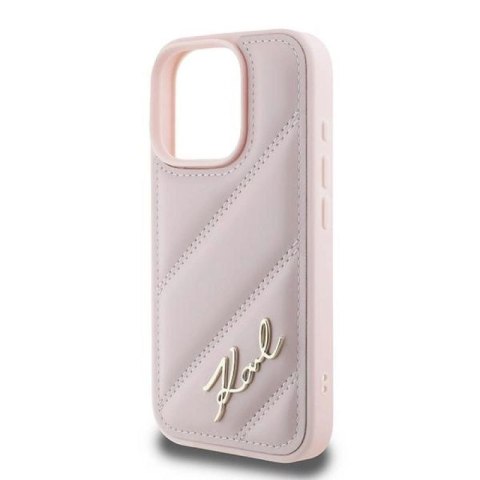 Etui Karl Lagerfeld Quilted Signature na iPhone 16 Pro Max - różowe Karl Lagerfeld