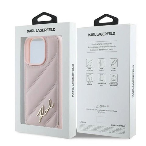 Etui Karl Lagerfeld Quilted Signature na iPhone 16 Pro Max - różowe Karl Lagerfeld