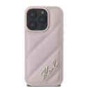 Etui Karl Lagerfeld Quilted Signature na iPhone 16 Pro - różowe Karl Lagerfeld