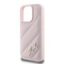 Etui Karl Lagerfeld Quilted Signature na iPhone 16 Pro - różowe Karl Lagerfeld