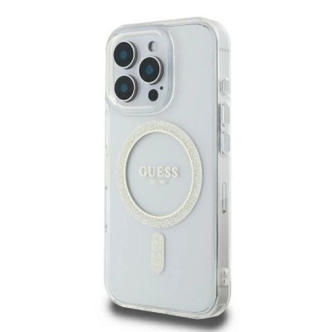 Guess GUHMP16LHFGERET iPhone 16 Pro 6.3" przeźroczysty/transparent hardcase IML Glitter Circle MagSafe Guess