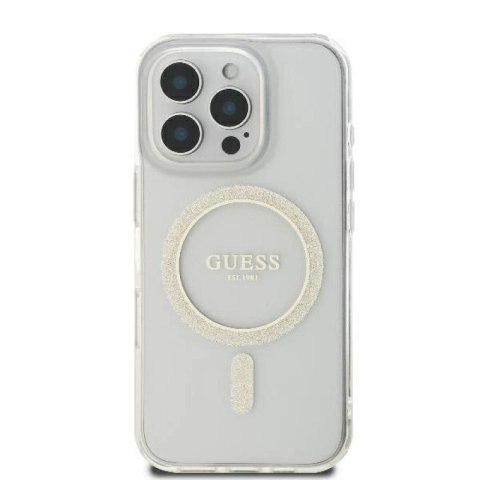 Guess GUHMP16LHFGERET iPhone 16 Pro 6.3" przeźroczysty/transparent hardcase IML Glitter Circle MagSafe Guess